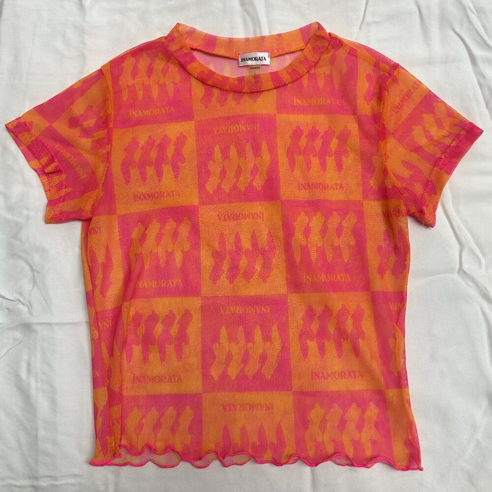 Inamorata Pink Mesh Bambi Baby Tee Size Small